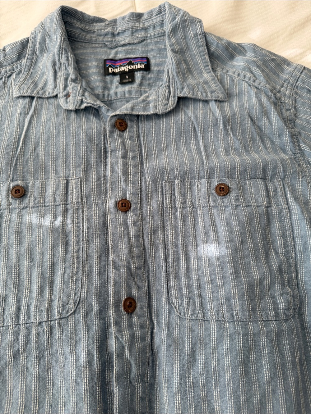 Patagonia Men’s Light Blue Short-Sleeve Button-Down Shirt